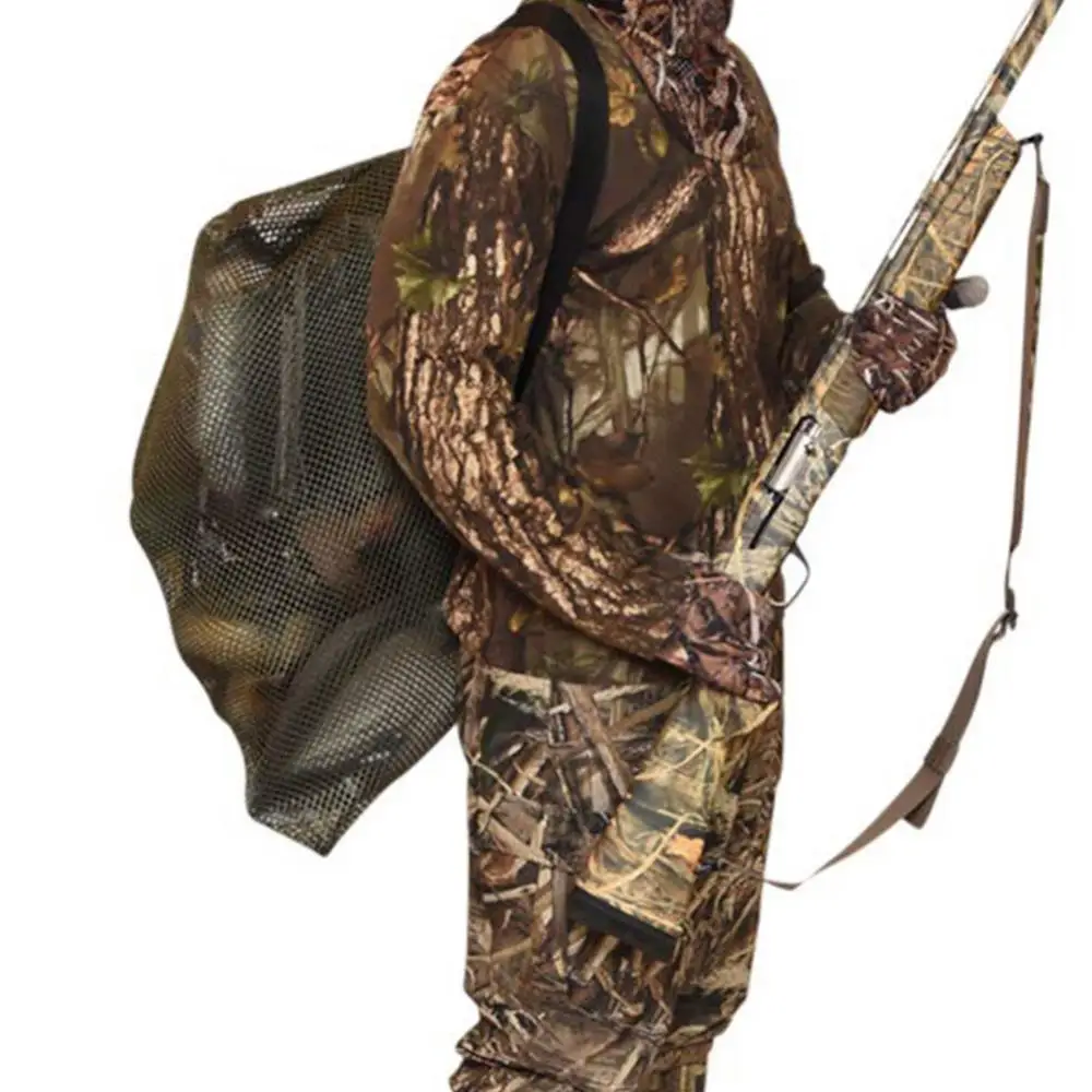 Outdoor Duck Gooses Mesh Luring Decoy Shoulder Bag, Drawstring Hunting Backpack, Ferramentas de caça