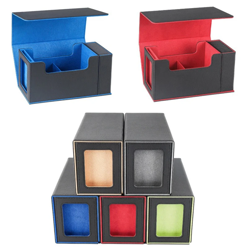 Deck Box Card Storage Box Premium PU Leather Container Gaming Card Holder for Collectible Cards, Collection Display Card Box