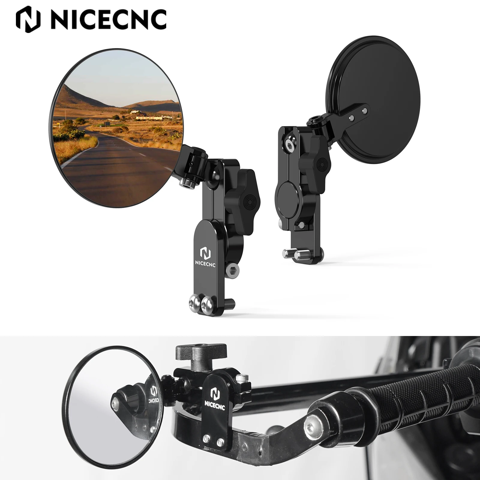 

Universal Quick Flip Mirrors for Honda CRF250L CRF300L Rally Yamaha Tenere 700 BMW R1200GS R1250GS ADV Handguards Side Mirrors