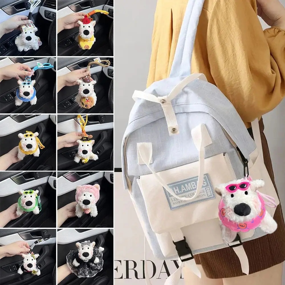 Niedliche Plüsch West Highland Hund Schlüssel bund Paar Geschenke hängen Ornament Welpen Puppe Anhänger Cartoon Tasche Anhänger Tasche Zubehör