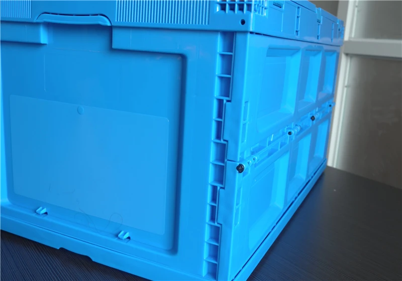 Foldable and Stackable Plastic Turnover Container Attached Lid Plastic Container Storage Boxes Solid Plastic Moving Boxes