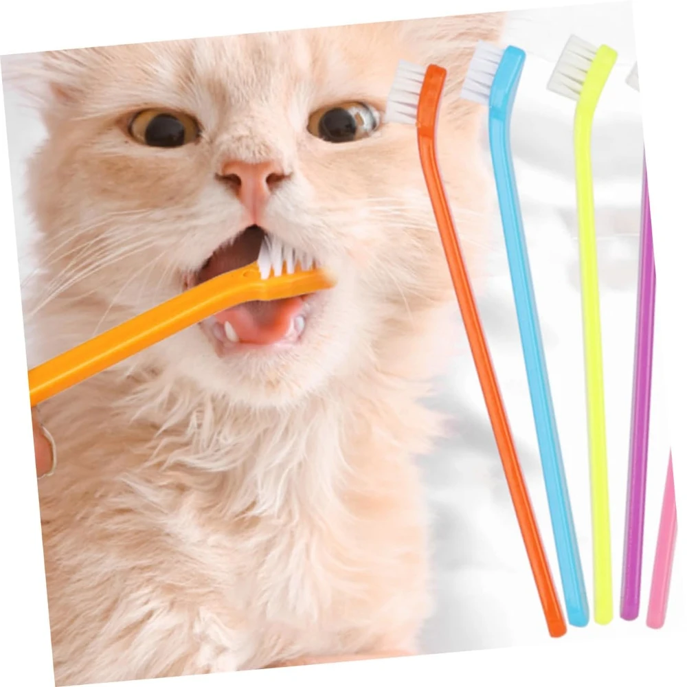 5PCS Dog Toothbrush Portable Soft Multi-angle Pet Cleaning Tool Nontoxic Tooth Brush