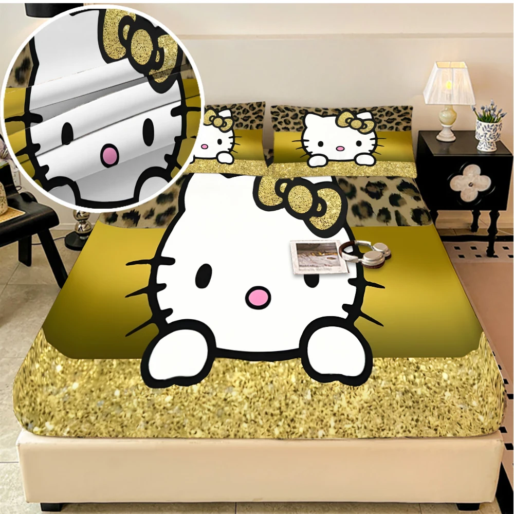 

Sanrio Hello Kitty elastic Bed Sheets, double bed sheets, Soft and warm velvet bedspreads, mattress covers, bed sheet protectors