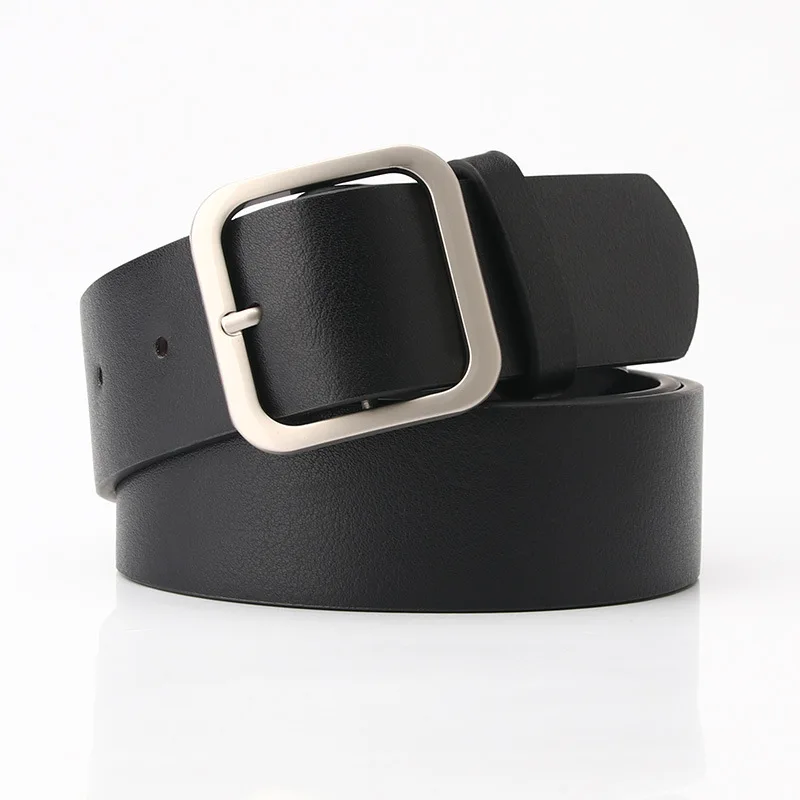 

New Korean Style Ladies Belt Retro Fashion Simple Versatile Square Buckle Head Pu Leather Popular Belt Female