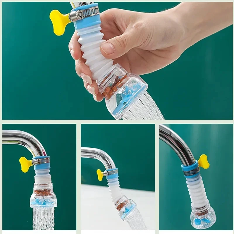 صنبور مطبخ مرن ، فلتر ماء مقاوم للرذاذ ، رأس منفذ ، بخاخ موفر للمياه ، موزع ، موسع ، قابل للتعديل #4