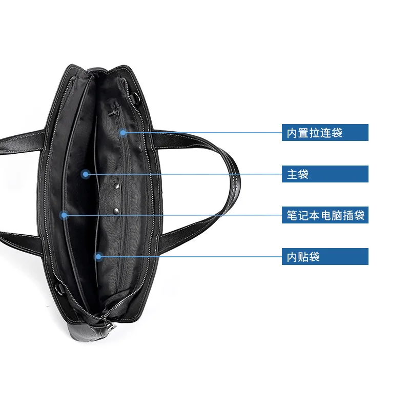 Briefcase Genuine Messenger Men Leather Horizontal Handbag Large Capacity Computer Business Casual Cowhide Men's Shoulder Bag