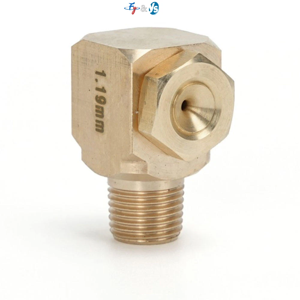 1/4 Premium Brass Right Angle Hollow Cone Nozzle, Water Spray Nozzle for Papermaking Washing and B-W Foam Control