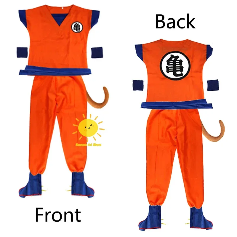 

qq45Halloween Kids Adult Anime Son Goku Cosplay Costume Uniform Wig Gift Halloween Carnival Party Clothes for Man W
