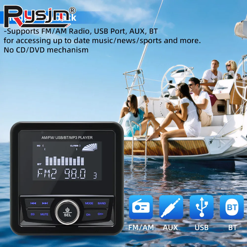 Marine Radio Boot Stereo Bluetooth-kompatibel FM AM Digital Media Audio Player Wasserdichte Boot Zubehör Für Yacht ATV UTV