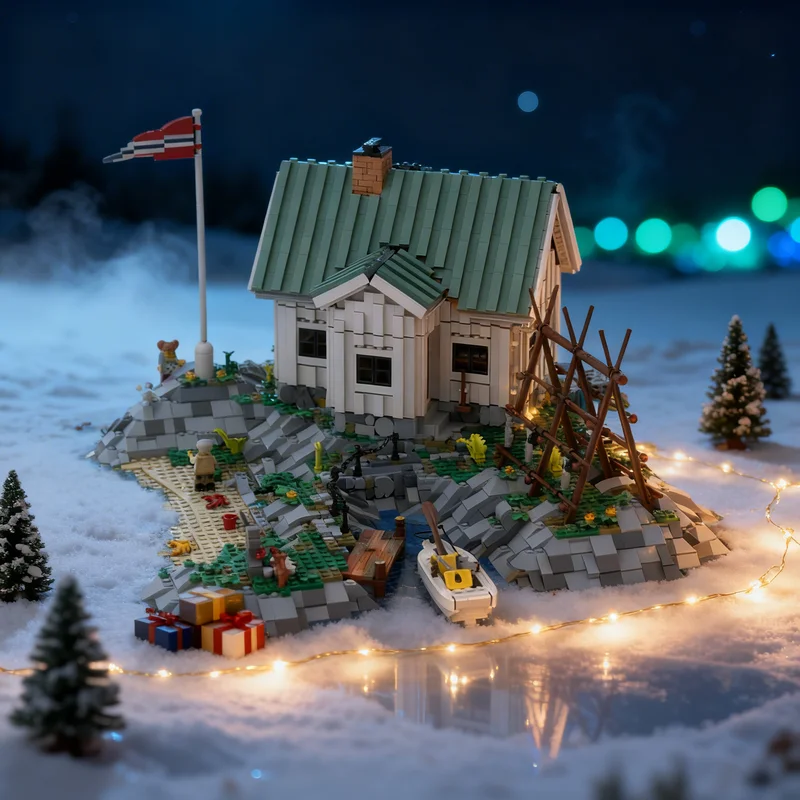 

5489 деталей MOC: Модель «Норвежский прибрежный дом» (Nordlandshus) — Архитектурный конструктор, игрушка, рождественский подарок для детей