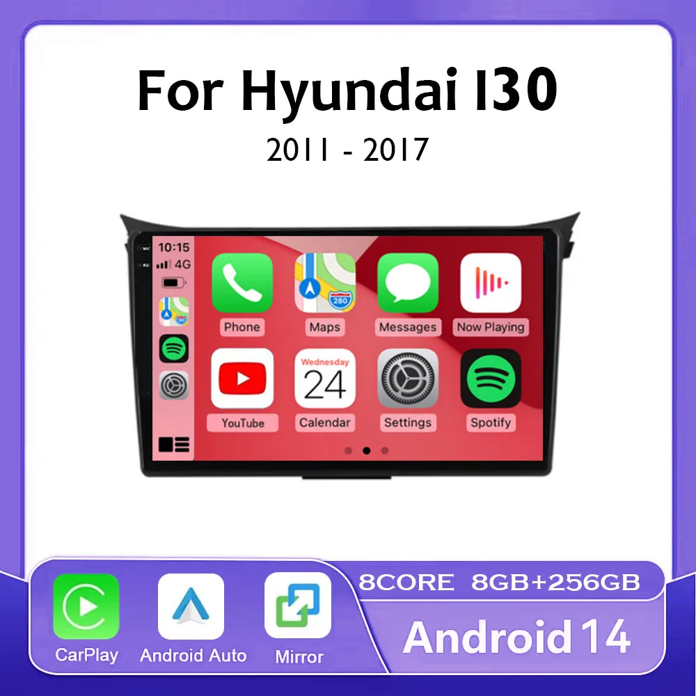 

Android 14 Carplay Auto WIFI + 4G для Hyundai I30 Elantra GT 2011-2013 2014 2015 2016 Автомобильный радиоприемник Мультимедийный плеер Стерео GPS DSP