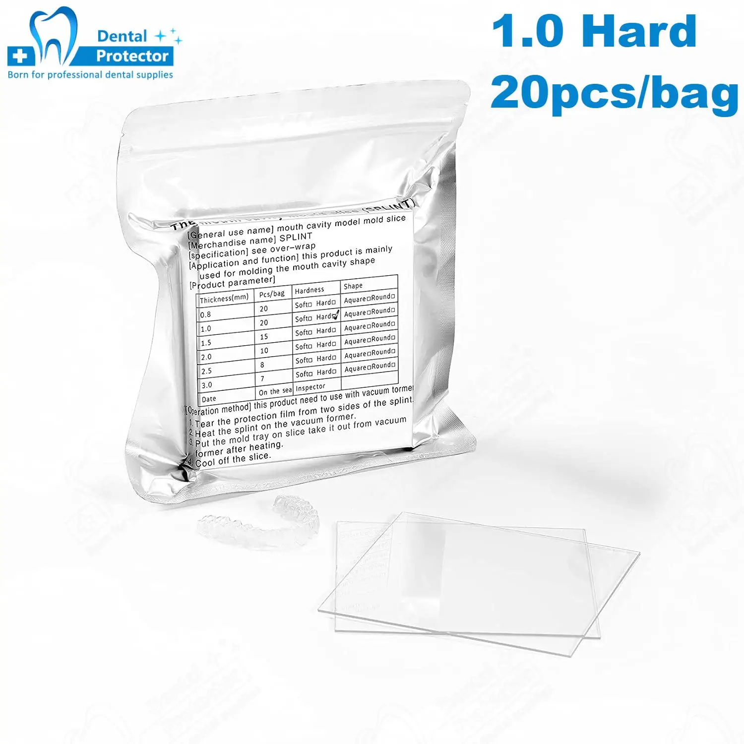 Dental Orthodontic Splint Retainer Vacuum Forming Sheet Hard Plastic 1.0mm Dentistry Thermoforming Material