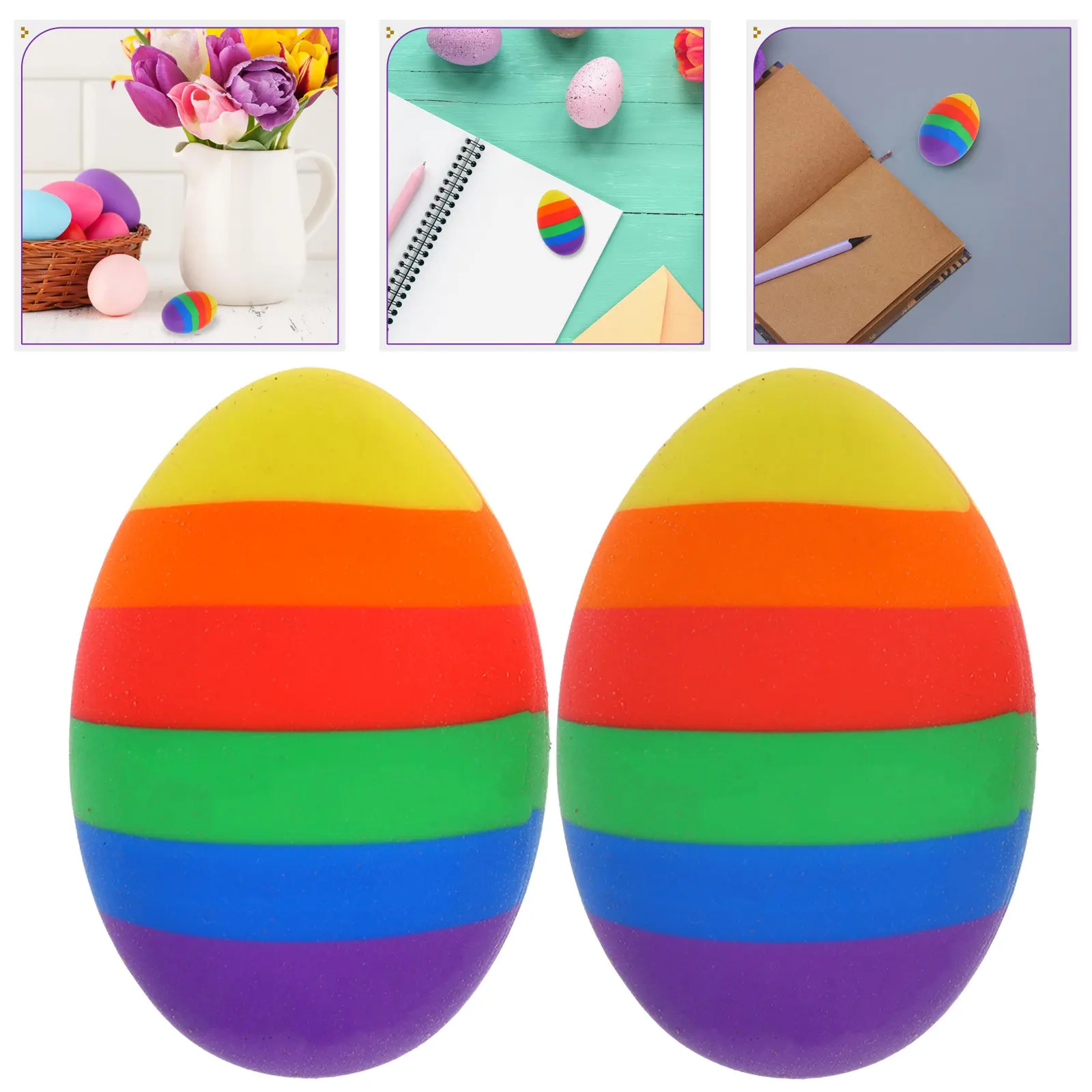 

2Pcs Egg Shaped Erasers Cute Mini Easter Rubber for Kids Pencil Writing Correction Stationery School Office Home Use Tiny Eraser