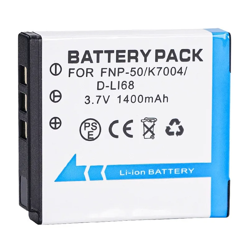 FNP-50 K7004 D-LI68 Battery 1400mAh for Fujifilm FinePix F775EXR F665EXR F505EXR K7004 & Pentax D-LI68 Universal Replacement