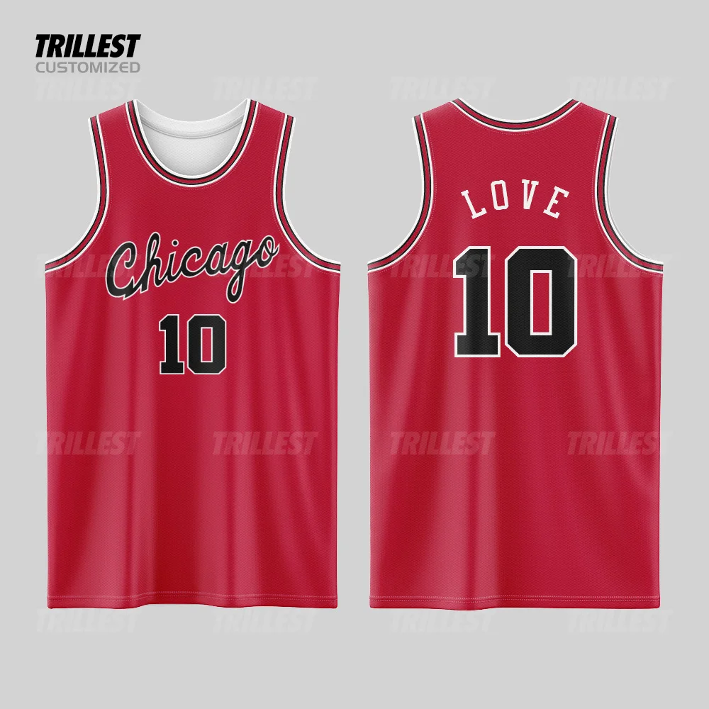 Trillest R.I.P. Bob Love 10 Customized Chicago City Red White Black Basketball Jerseys Youth and Adult with Any Name and Number