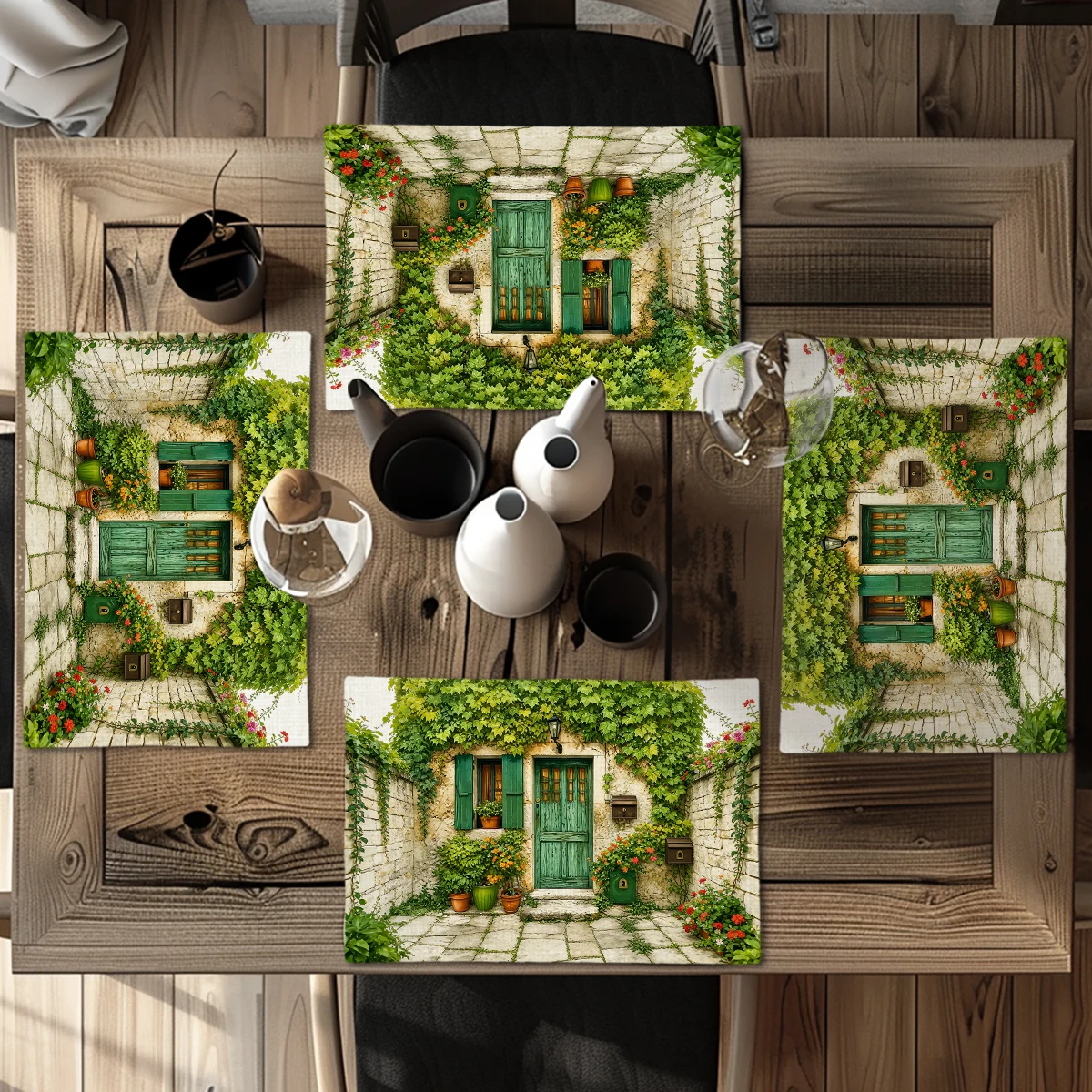 Luxury Bow & Rhinestone Decor Polyester Placemat, Elegant Table Accessory for Dining, Stylish Home Kitchen Table Decoration
