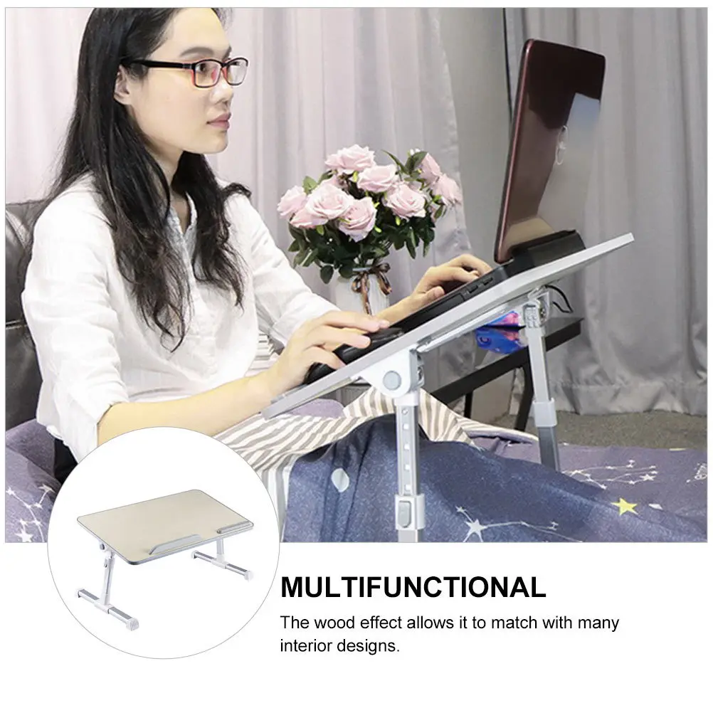 

1Pcs Foldable Desktop Computer Desk Adjustable Height Wooden Laptop Table for Home Office Study Room Laptop Table