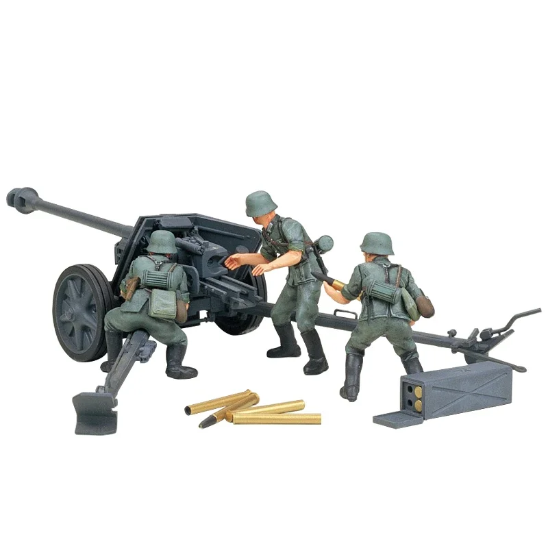 TAMIYA assembled plastic model kit 35047 German 75mm anti tank gun and artillery unit 1/35