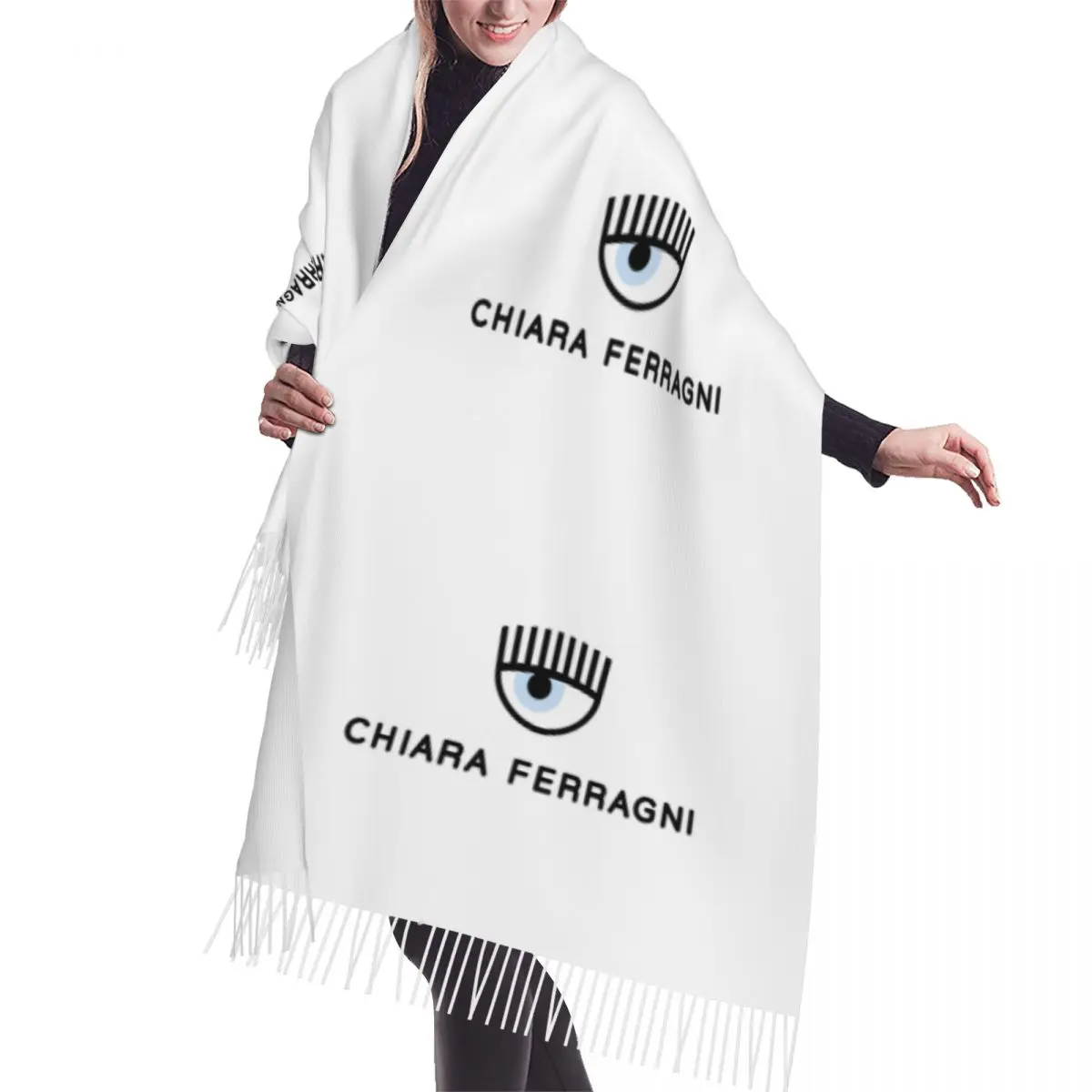 

Customized Print Ferragnis Chiara Scarf Women Men Winter Warm Scarves Modern Fashion Shawl Wrap