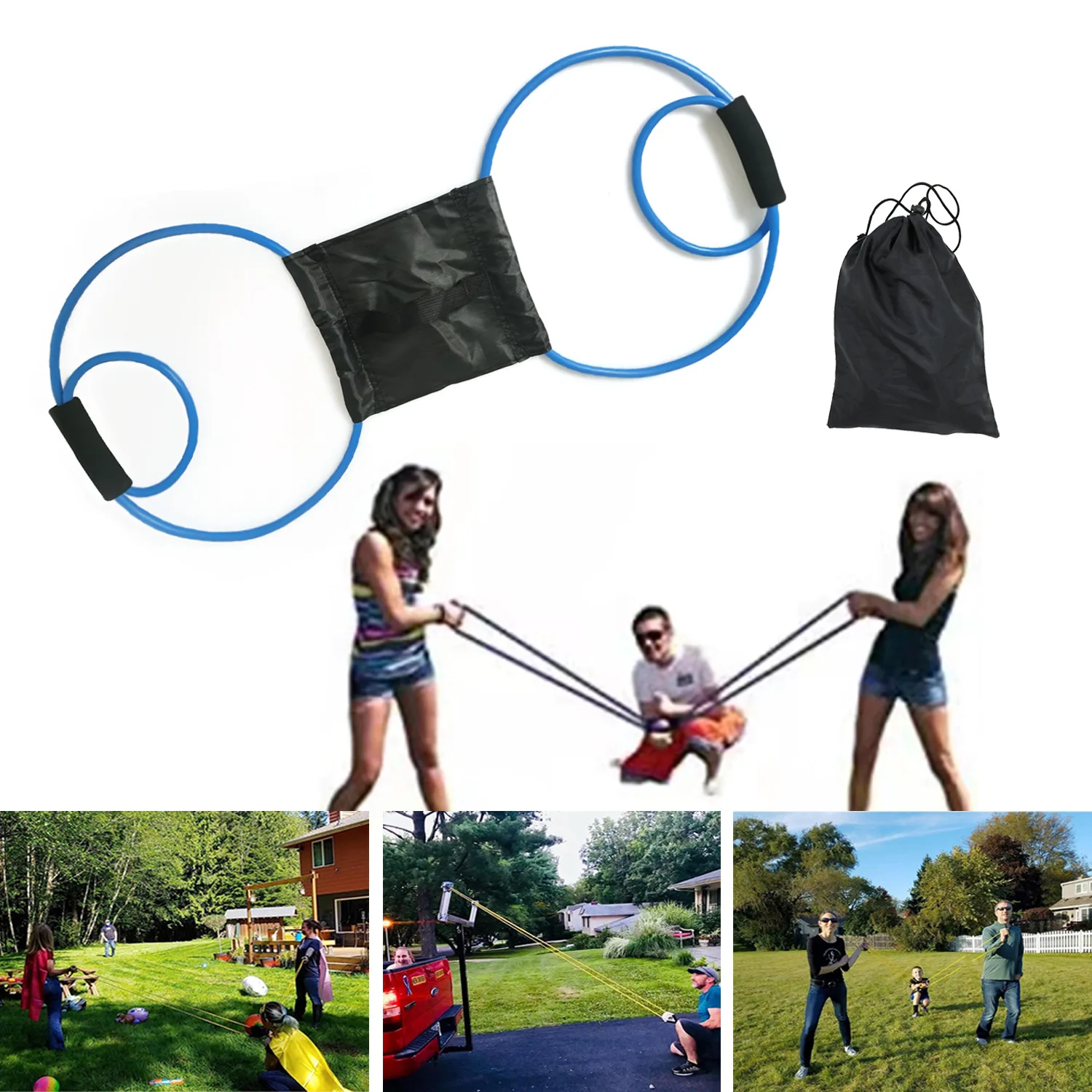 Outdoor Water Balloon Launcher Elastic 3 People Bomb Beach Durable Party Rope Slingshot Fight Toys Funny Heavy Duty Beach toy