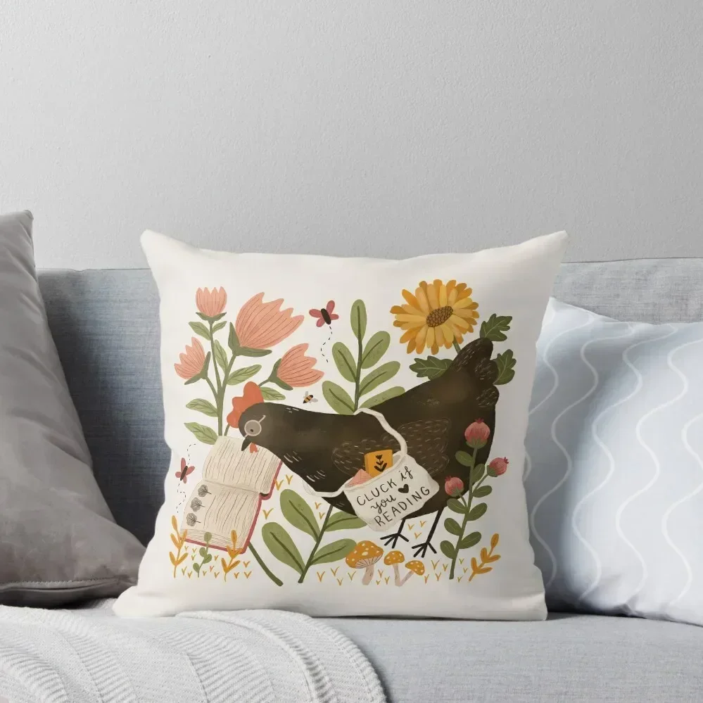 

Chicken Reading a Book Throw Pillow Room decorating items Sofa Pillow Cover pillow