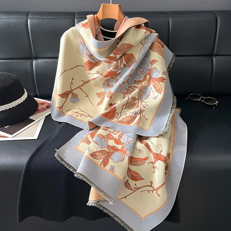 

Autumn and winter new plum blossom acrylic imitation shawl for women vintage Chinese style, warm and thickened air-conditioning