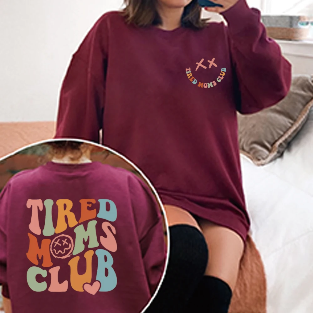 متعب الأمهات نادي البلوز الساخر ماما هوديي كول أمي سترة مضحك ماما البلوز المرأة العصرية طويلة الأكمام بلوزات #3