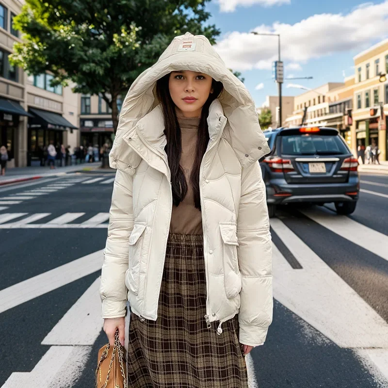 2024 neue frauen Denim Spleißen Unten Jacke Herbst Winter Warme Jacken Unten Baumwolle Mantel Weibliche Kalten Kapuze Parker Oberbekleidung