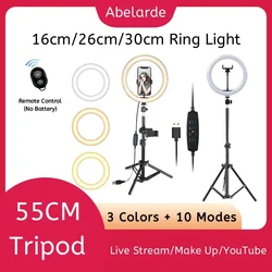 16 26 30CM Video Lights Dimmable Light Selfie LED Ring Light USB Ring Lighting Lamp With Tripod Stand For Youtube Ringlight