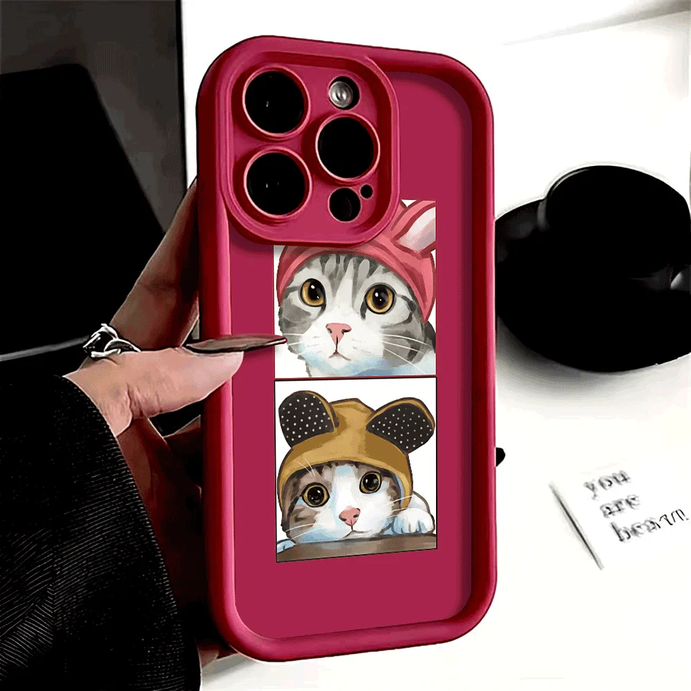 Stoßfeste Handyhülle für iPhone 16 15 14 13 12 11 Pro Max XS XR X 14 15 16 Plus 12 13 Mini Lustige Cartoon-Katze Silikonhülle – Detail 9