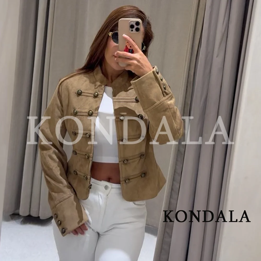 KONDALA Damen Vintage Schicke Jacke mit Knopfbesatz, Herbst Retro Elegante Slim-Fit Jacke mit Reißverschluss, Neue 2026 Herbst Trendige Street Casual Jacke – Detail 3