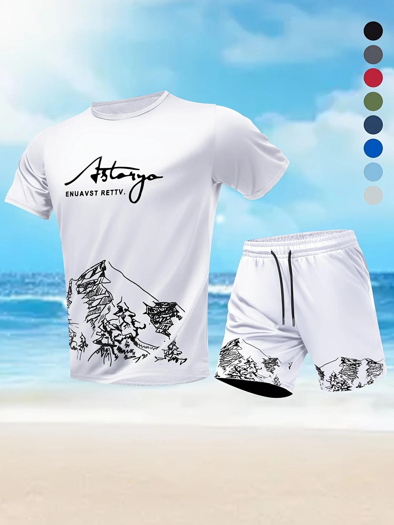 

2PCS Men's Sportswear Top and Bottom Set T-shirt and Shorts Set Casual Sportswear Summer Wear Fashion Printed Wear