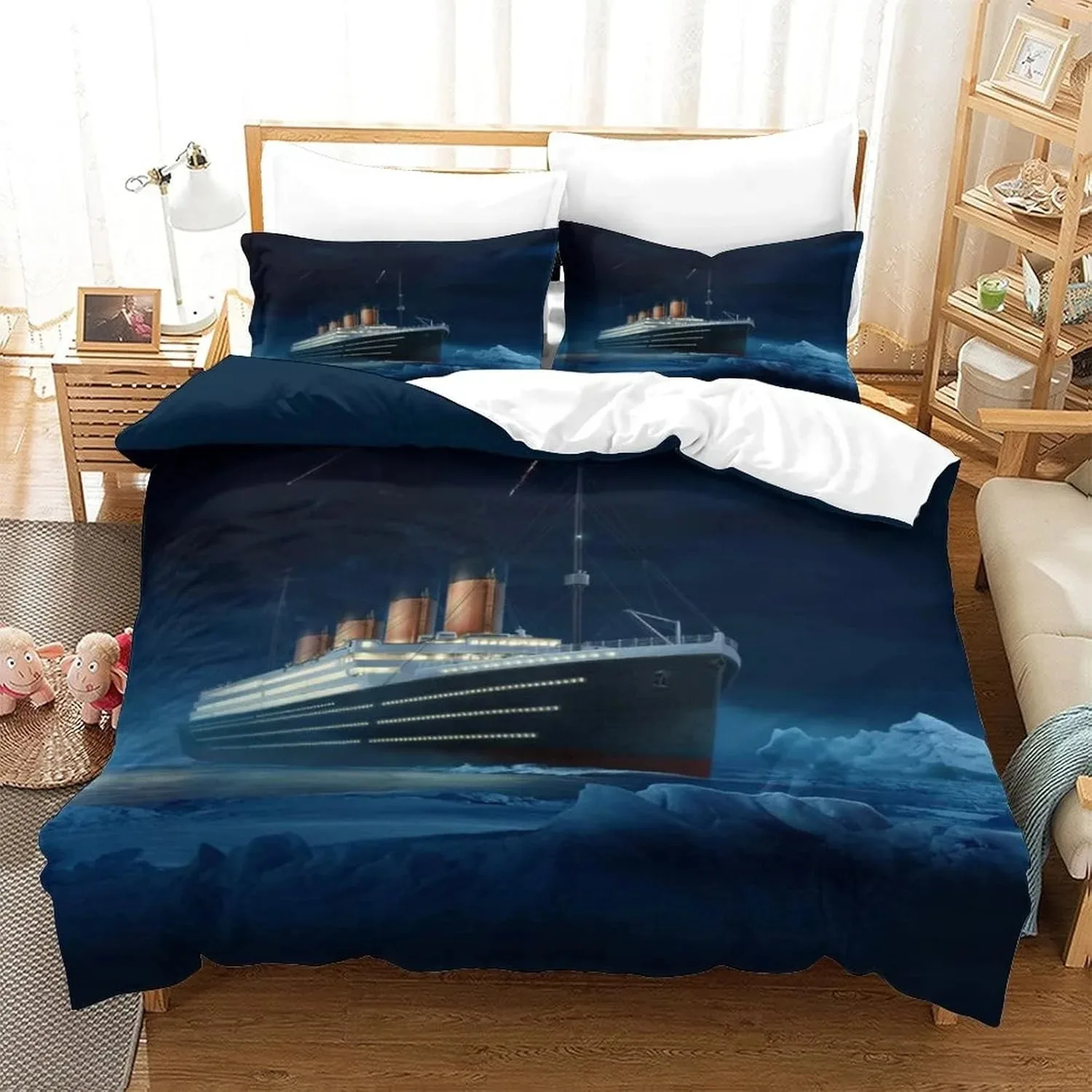 

3D T-Titanic Ship Ocean Duvet Cover Set Romantic Love Twin Queen King Size No Filling and Sheet Gift For Couple Bedroom Decor