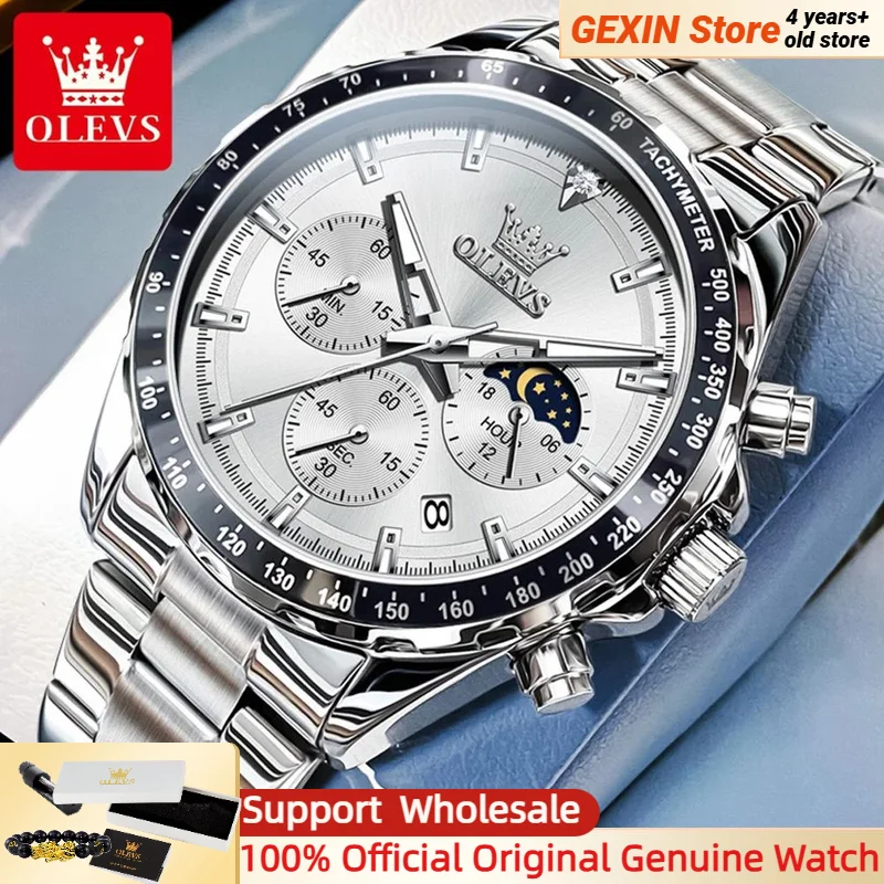 

OLEVS Luxury Brand Men's Watch Top Business Original Waterproof Luminous Multi functional Small Dial Classic Men's Quartz Watch