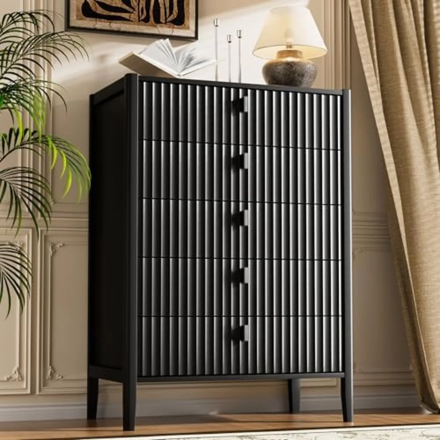 Black 5 Drawer Dresser, 31.5