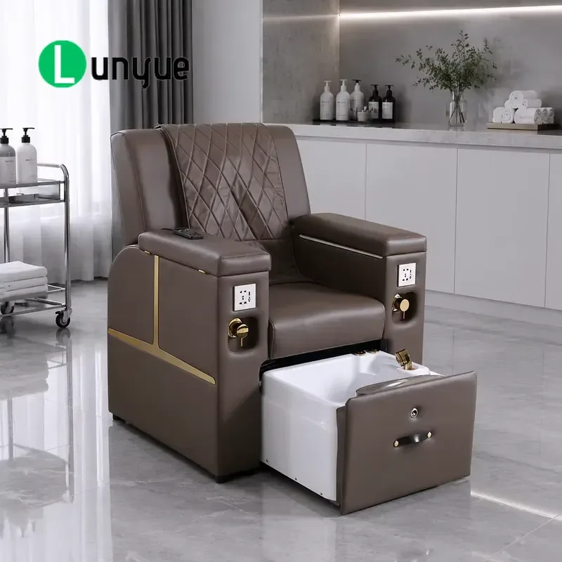 Luxury Commercial Foot Spa Chair with Built-in Foot Bath Adjustable Tilt Eco-friendly PU Leather for Wholesale