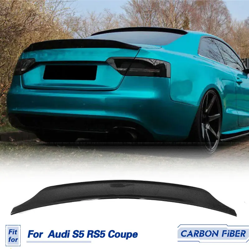 

Автомобильный задний спойлер багажника, крылья из углеродного волокна для Audi S5 RS5 Coupe 2-Door 2009-2016, гоночный задний спойлер, крышка багажника, комплект кузова с крыльями и губами
