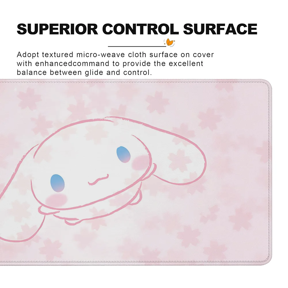 Tapis de souris Xxl 90x40cm, accessoires de bureau antidérapants cannelle, Sanrio sur bord, armoire de Gamer en caoutchouc, tapis de jeu mignons Kawaii