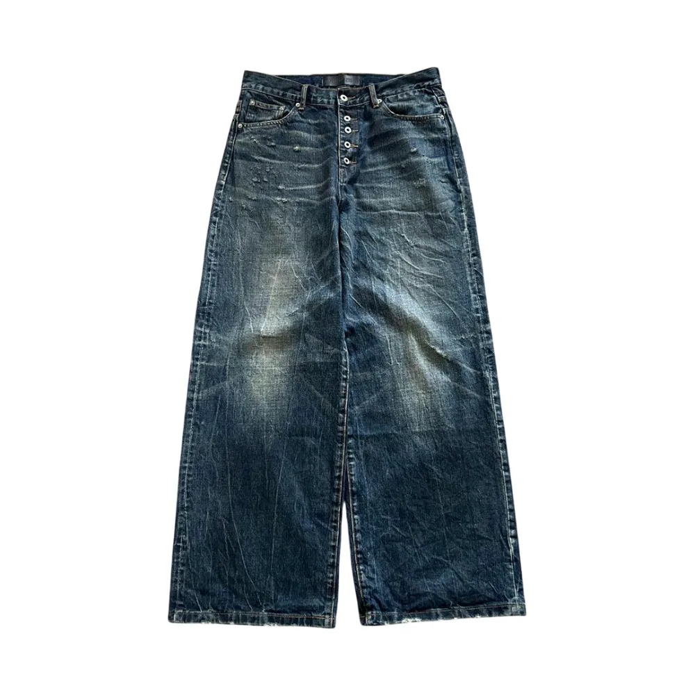 

No Faith Twill Washed Midnight Indigo Baggy Back Button Jeans