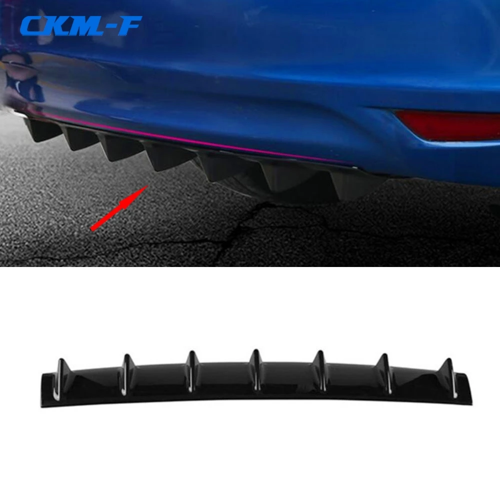 

ABS Gloss Black Rear Bumper Diffuser Lip Spoiler Shark Fin Kit Fit for Universal Cars Car Styling Carbon Fiber Look