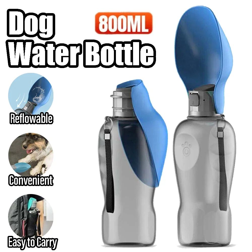 

800ml Portable Dog Water Bottle Soft Silicone Leakproof Pet Drinking Bowl for Dogs Cats Feeder Outdoor Pet Accessories