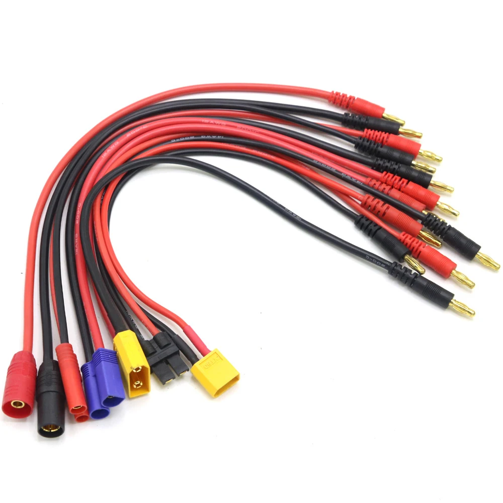 Conector da banana do cabo 4.0mm do carregador de bateria para acumular mpx as150 xt90 trx xt60 ec5 com silicone 12awg 30cm para imax b6 b6ac b8