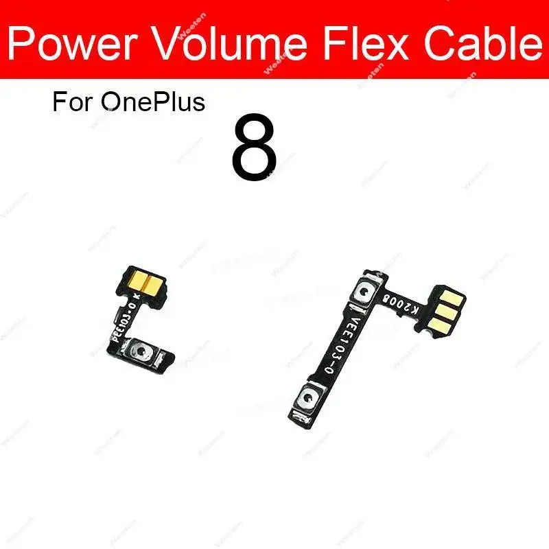 1 Set Volume Power Flex Cable For OnePlus 1+ 7 7T Pro 8 8T 9 Pro On Off Power Volume Side Keys Flex Ribbon with Adhesive Parts