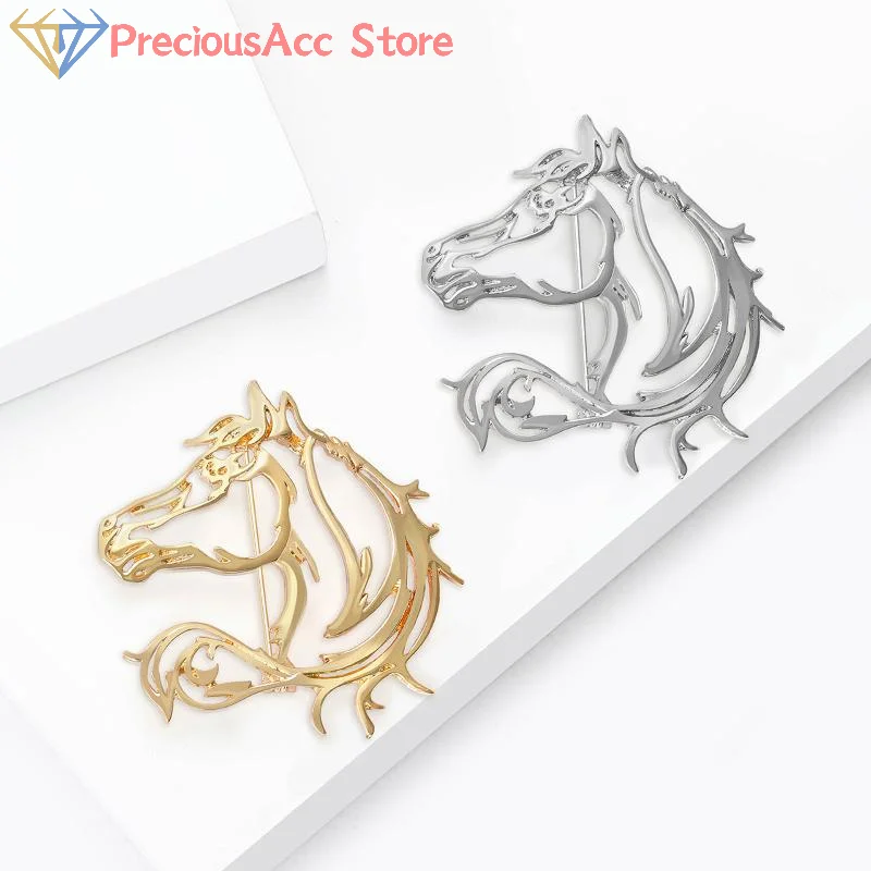 الحيوان الجوف الحصان بروش للنساء الرجال شخصية بسيطة سبيكة السلس دبوس دبابيس ملابس عصرية مجوهرات اكسسوارات هدية #3