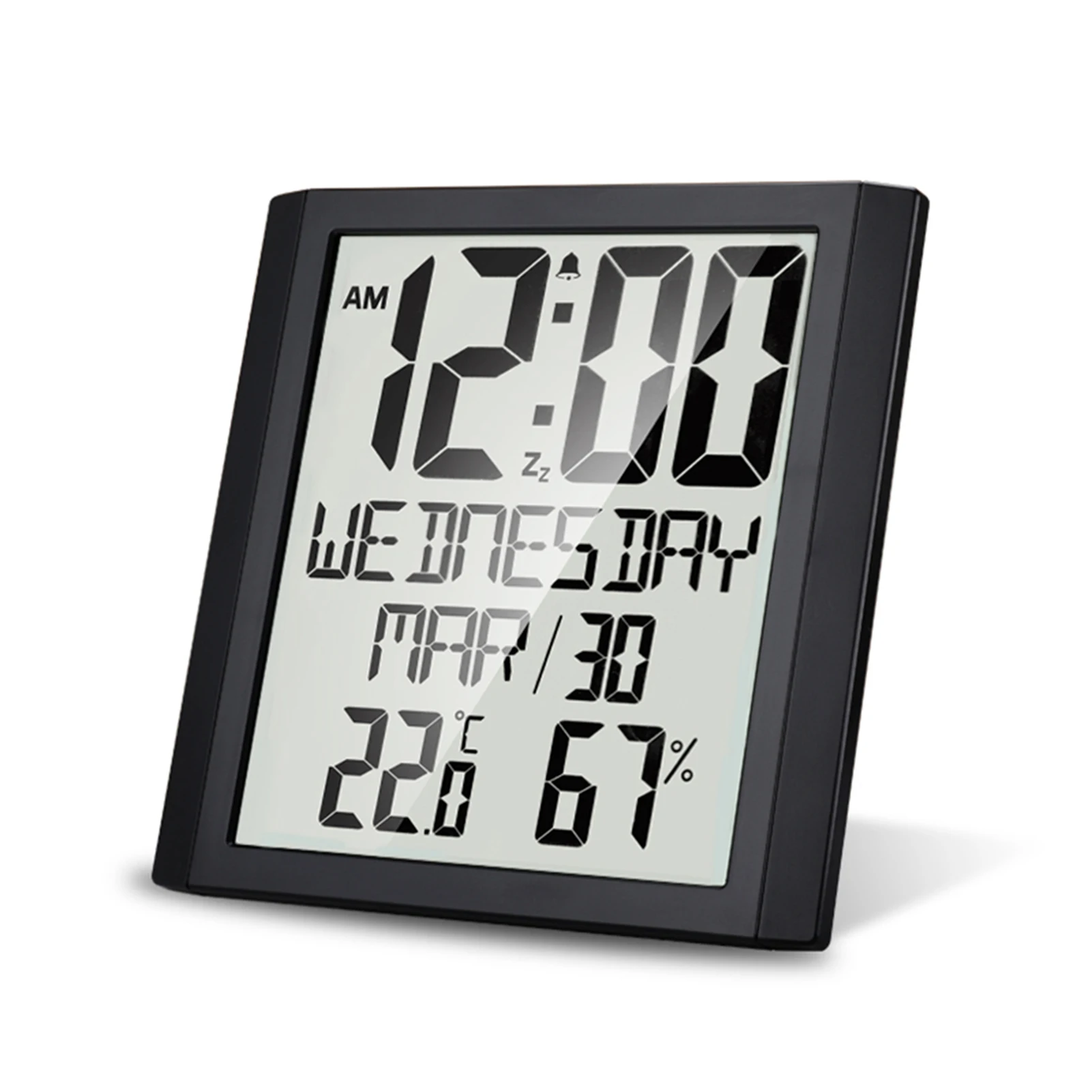 Digital Wall Clock with Temperature & Humidity Time/ Date/ Week Alarm Clock Indoor Thermo-hygrometer Accurate Weather Monitor