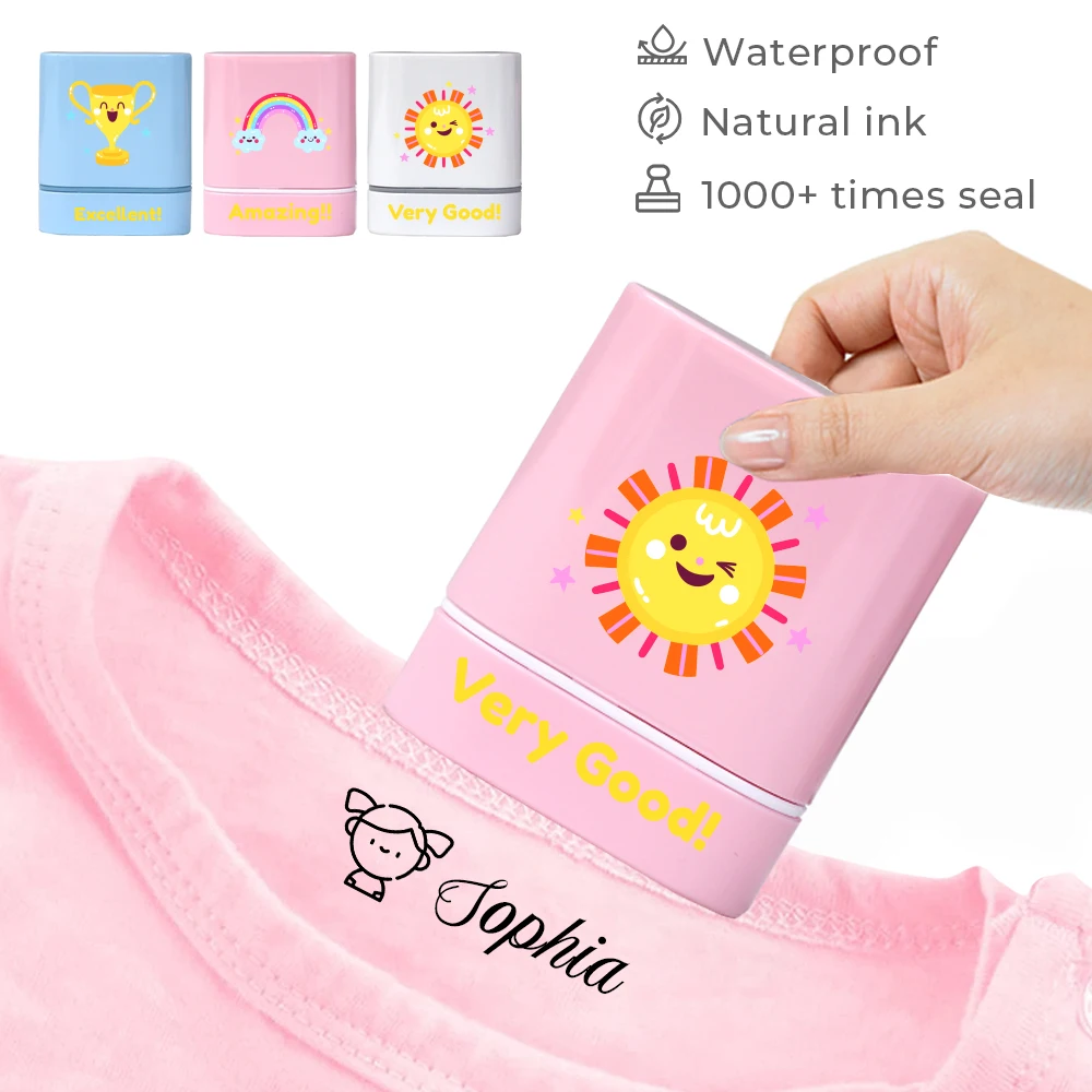 Ropa de Estímulo Motivacional de dibujos animados para niños, sello personalizado para bebé, estudiante, nombre escolar personalizado, impermeable