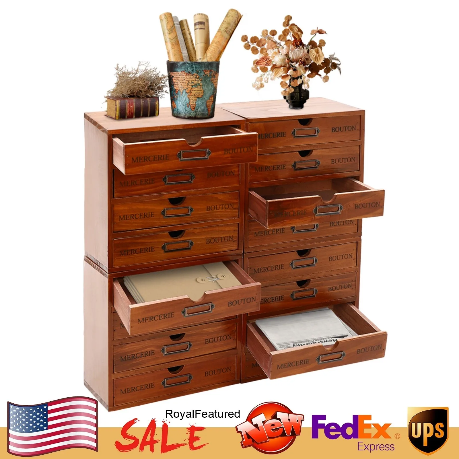 

Винтажный органайзер для ящиков для библиотеки стола — деревянный ящик для хранения с 16 ящиками в стиле ретро