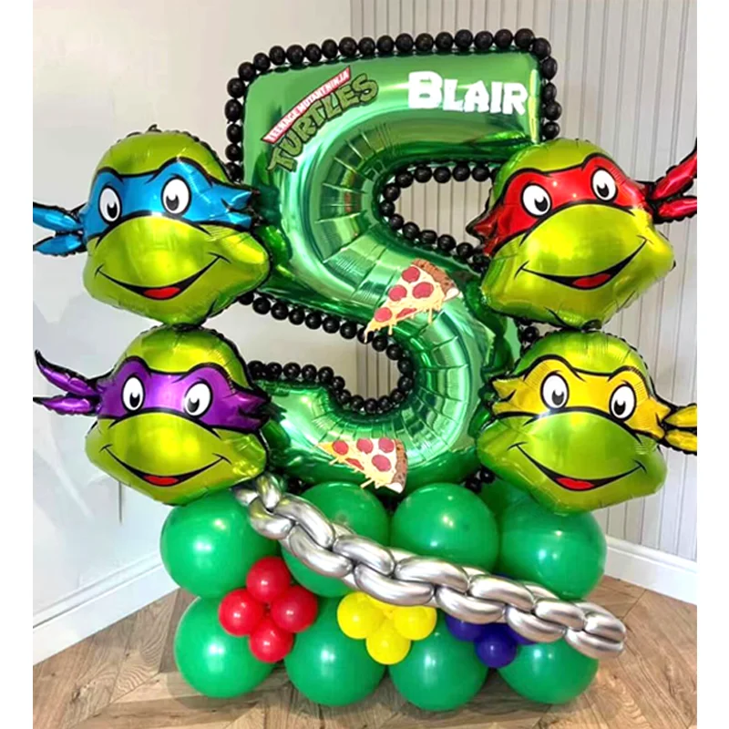Neues Ninja Turtles Ballon-Bouquet-Set Kindergeburtstags-Partydekoration Cartoon-Luftballons