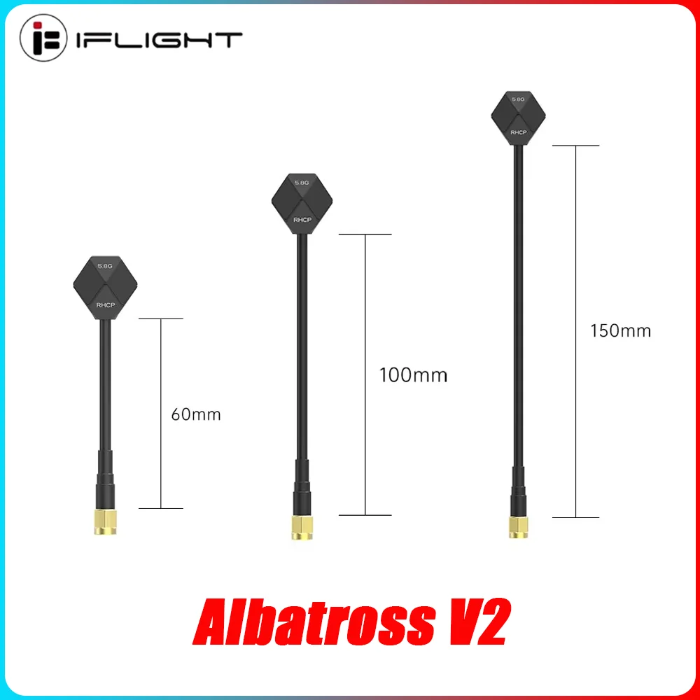 

Flight Albatross V2 5.8GHz SMA 2.4dBi Antenna LHCP/RHCP – 60/100/150MM for FPV Racing Drones