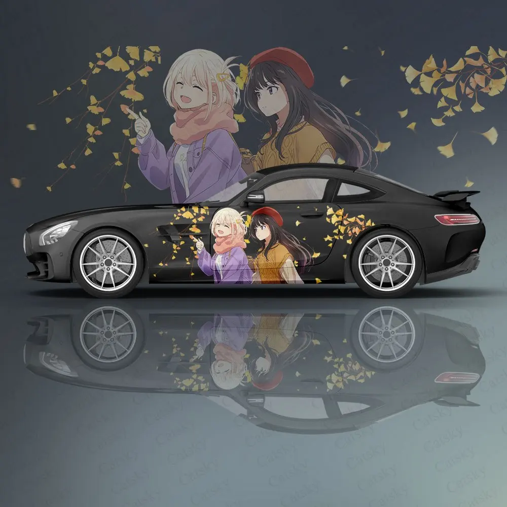 Custom Anime Lycoris Recoil Car Sticker Decal Hood Door Body Vinyl Sticker Graphic Wrap New Car Sticker Decoration Accessories
